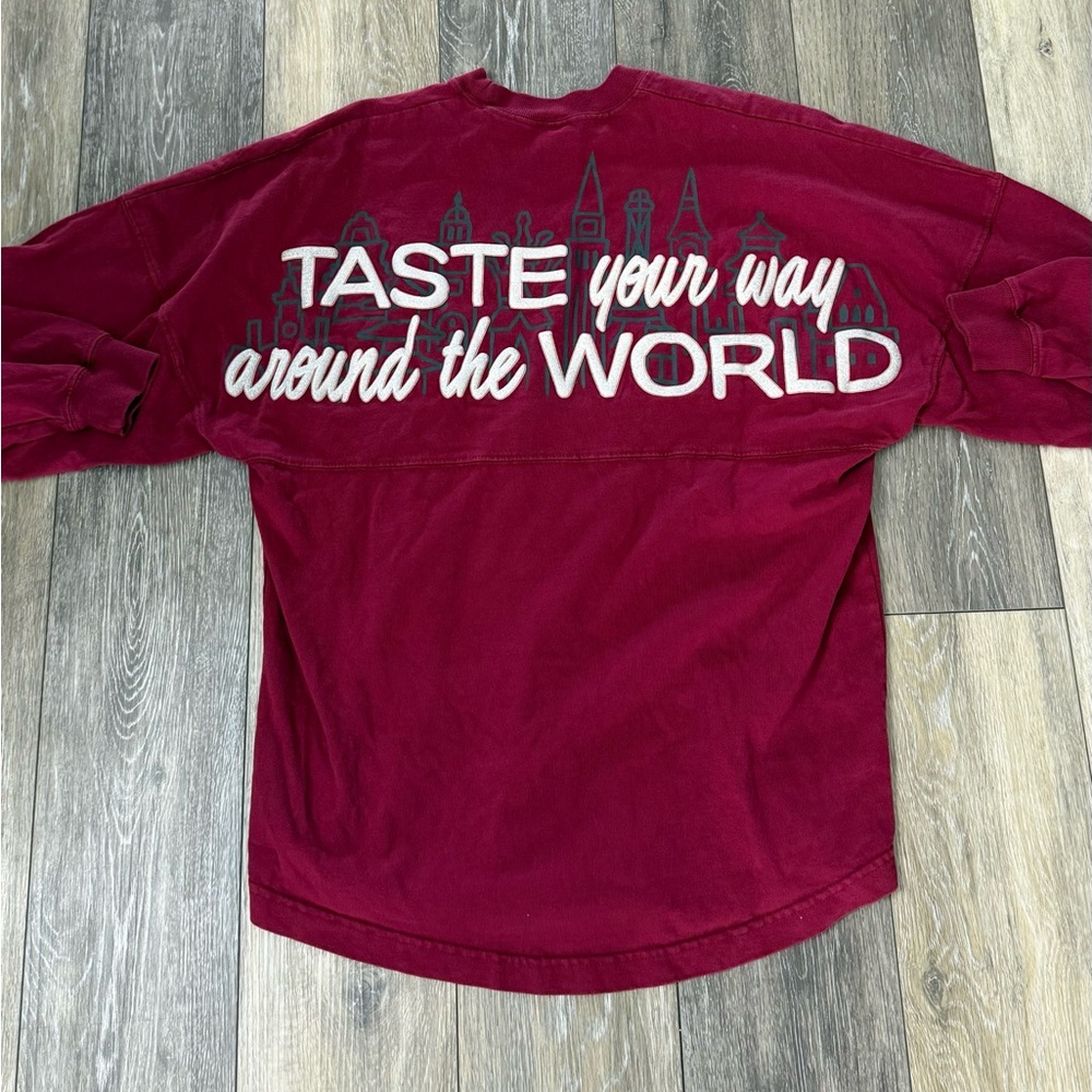 Disney Maroon "Taste Your Way Around the World" Long Sleeve Jersey